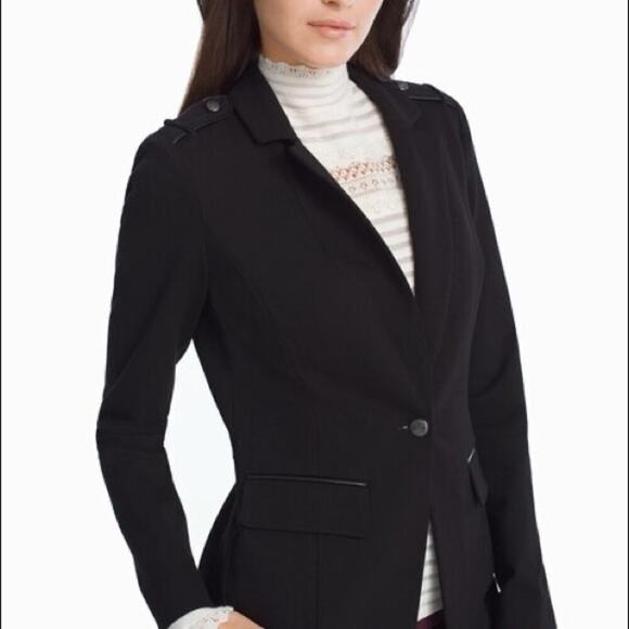 WHBM Leather Trim Ponte Blazer Jacket - Picture 5 of 16